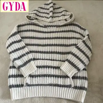 GYDA 보더 후드티 아크릴 화이트 프리 사이즈