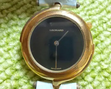 [ 작동품 ] LEONARD 남성용 손목시계 쿼츠 블랙 다이얼 골드 컬러