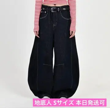 스티치 벌룬 인디고 데님 S 지저인 ONLINE 데님 팬츠