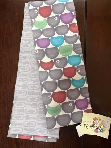 순수 실크 염색 오비 채린화 반폭 오비 월묘 화이트