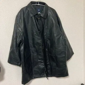 블랙 가죽 코트