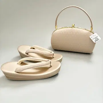 [베이지] 고급 조리 백 세트 프리 사이즈 성인식 졸업식 후리소데