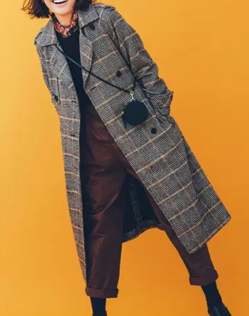 W787 Live in comfort 체크 트렌치코트