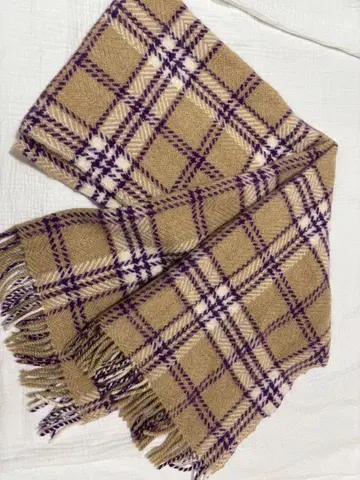 UNITED TOKYO 울 머플러 S 사이즈 베이지 보라색 체크