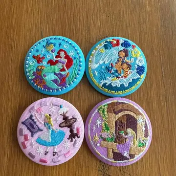디즈니 자수 캔뱃지 아리엘 앨리스 리로
