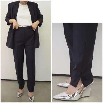 theory 24AW Sleek Flannel 테이퍼드 팬츠 블랙 2