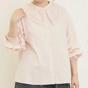 사만사 모스모스 레이스 옷깃 블라우스 핑크