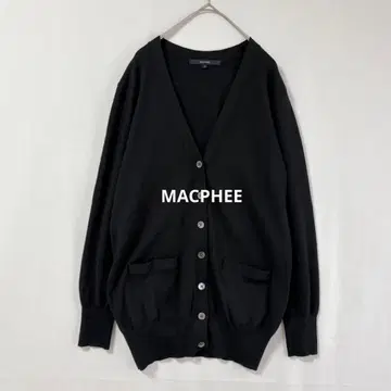 맥피 긴팔 가디건 울 100% 블랙 V넥