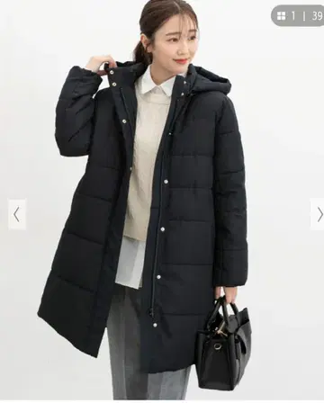 허니즈 롱 충전솜 다운 코트 블랙