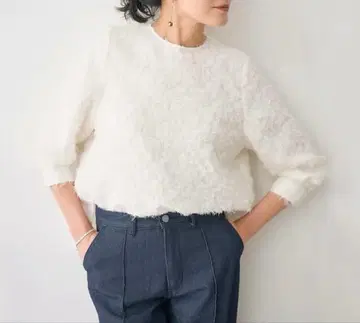 SINME 신메 샤기 블라우스 화이트 새상품