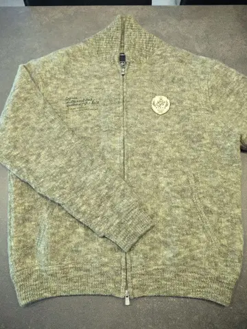 ZOY 울 100% 니트 지퍼 블루종 모스그린