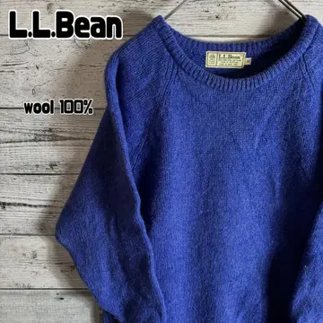 80s 엘엘빈 크루넥 울 니트 여성용 S 블루