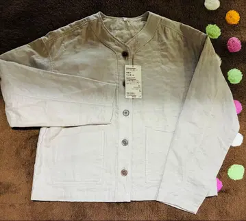 새상품 무인양품 카폭 혼방 이중 거즈 퀼트 자켓 라이트 베이지