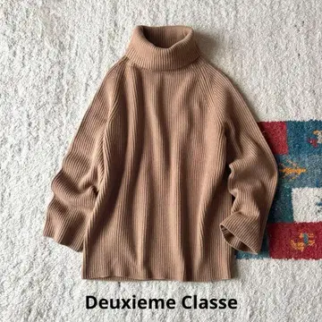 두 번째 클래스 울 터틀 니트 하찌 카멜 브라운