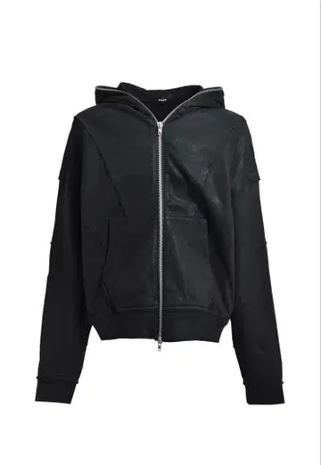 breath COATING ZIP UP HOODIE / BLACK