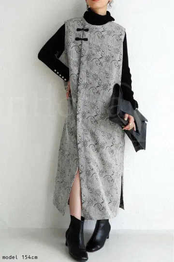 새상품 안티카 자카드 직물 롱 베스트