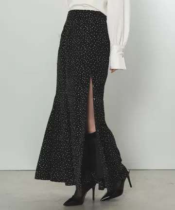 SENEE 슬릿 머메이드 스커트 블랙