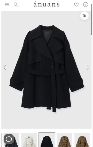 anuans 블랙 리버 울 미들 트렌치코트 2025