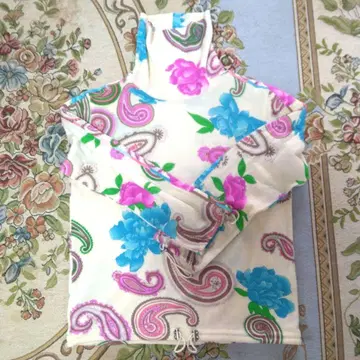 레오나르 긴팔 니트 꽃무늬 페이즐리 하이넥 상의