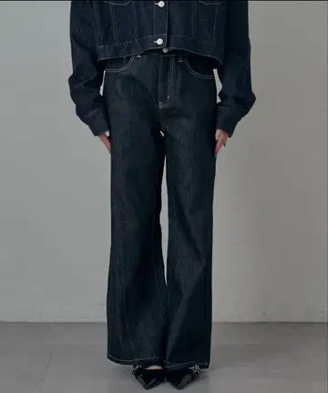 mline 논워시 배기 데님 사이즈 2 mystic