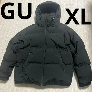 새상품급 GU 다운 자켓 XL 웜 패디드 후드 부착 내 포켓 블랙