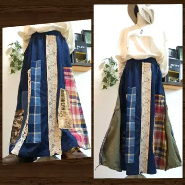 데님 리메이크 스커트