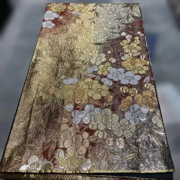 골드 컬러 꽃무늬 후쿠로 오비