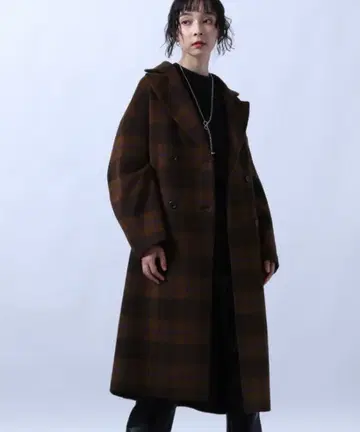 HARE 울 체크 체스터 벨트 코트