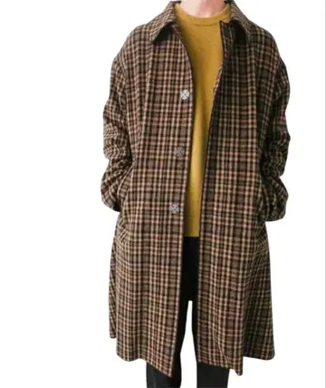 CLANE HOMME 스탠칼라 체크 코트