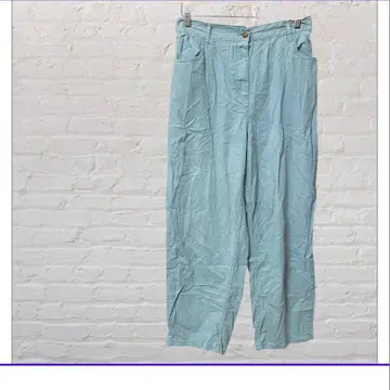 하이웨스트 와이드 팬츠 테이퍼드 실루엣 해외 구제 의류 스카이블루