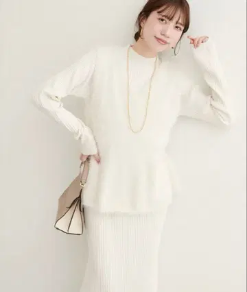 페더 페플럼 베스트 + 리브 타이트 원피스 SET