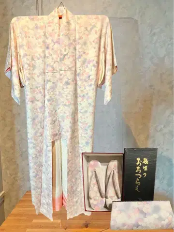 꽃무늬 코몬 기모노 조리 클러치백 세트