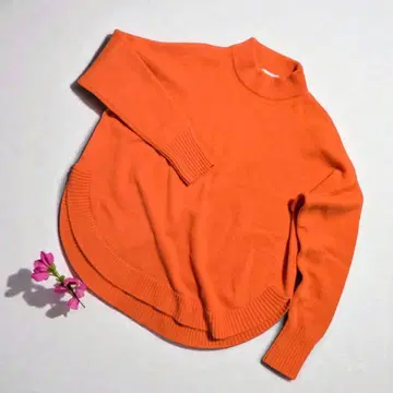 유나이티드 애로우즈 울 캐시미어 니트 스웨터 오렌지 라운드 헴