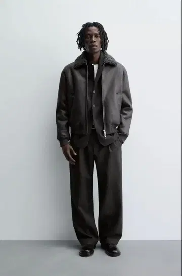 ZARA 더블 페이스 페이크 가죽 자켓