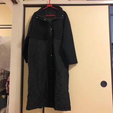 블랙 퀼팅 자켓 롱 기장