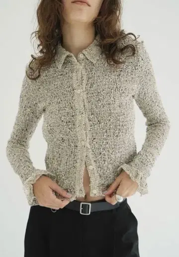 CLANE 믹스 메쉬 개더 셔츠