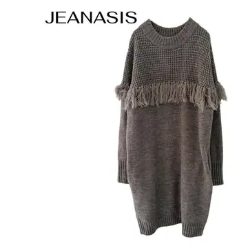 지나시스 긴팔 니트 스웨터 판초 원피스 갸루 울