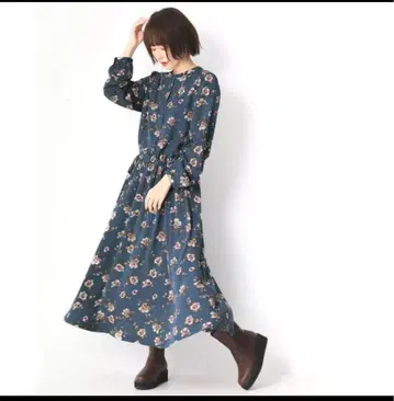 n'OrLABEL 사이드 리본 꽃무늬 원피스