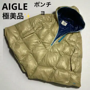 컨디션 최상 AIGLE 후드 부착 다운 자켓 판초