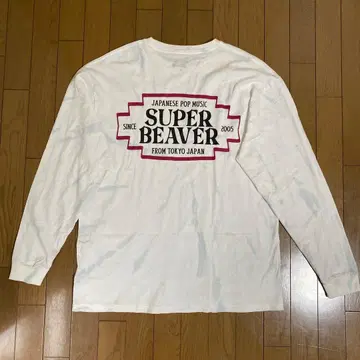 SUPER BEAVER 양면 프린트 롱 T 화이트 XL 밴드 T 타이다이