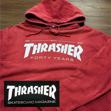 [ 스트릿 ] THRASHER 40주년 기념 후드티 빨간색