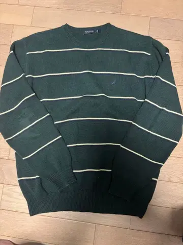 NAUTICA 다크 그린 스트라이프 스웨터 L