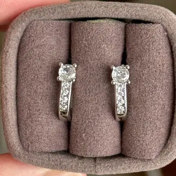 고품질 cz 다이아몬드 싱글 볼 후프 귀걸이 실버