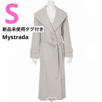 택 포함 새상품 Mystrada 숄카라 롱 코트 라이트 그레이 S