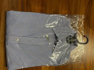 투모로우랜드 스카이블루와 화이트 체크 무늬 긴팔 셔츠 S 사이즈