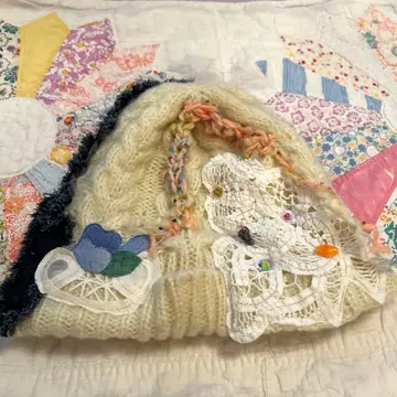 구제 의류 리메이크 콜라주 니트 모자 레이스 모자 와치 모자 넉넉한