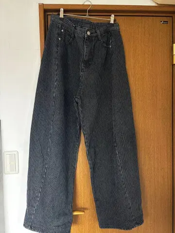 NUGU 스트라이프 와이드 코튼 팬츠