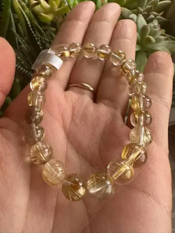 [ 고품질 ] 클리어 골드 타이틴 루틸 팔찌 7m