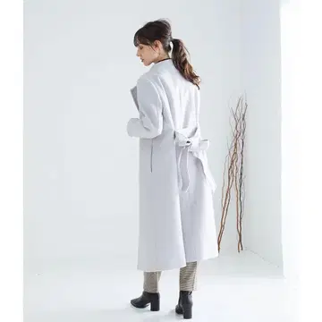 미사용 비스 이중직 멜톤 보틀넥 코트 M 울 라벤더