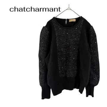 chatcharmant 긴팔 울 니트 스웨터 비즈 반짝반짝 데이트